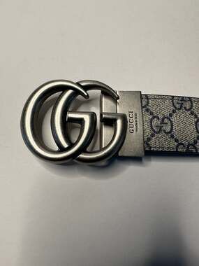 Reversible belt with Interlocking G buckle in black Supreme and leather